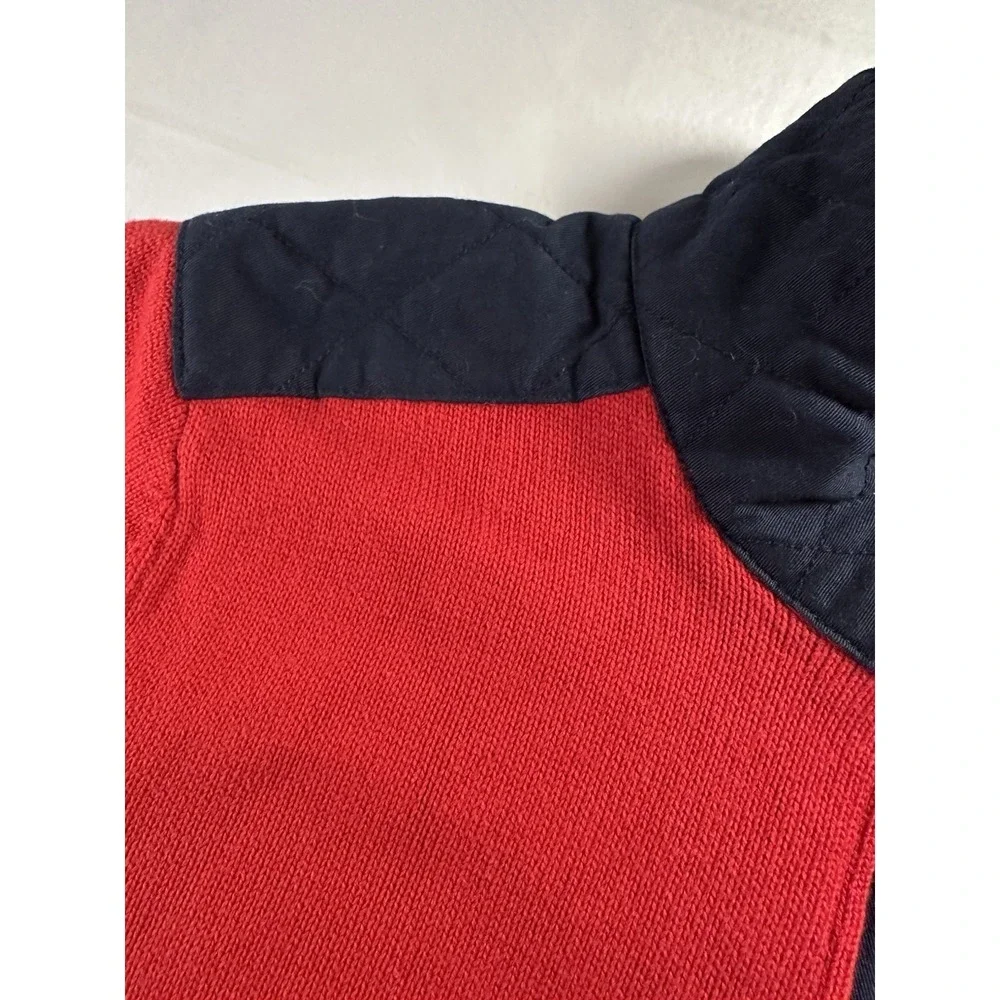 VTG Tommy Hilfiger 1/4 Zip Mens Largeee Sweater Pullover Red Embroidered Fleece